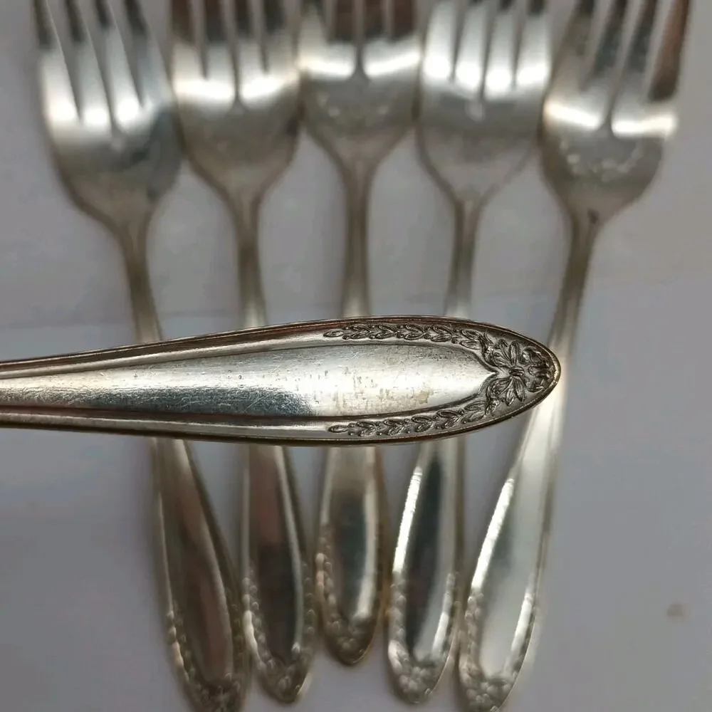 6X SF Vtg Oneida Community Bridal Wreath Silver Plate Salad Forks Silverplate